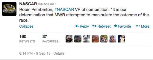 NASCAR tweet
