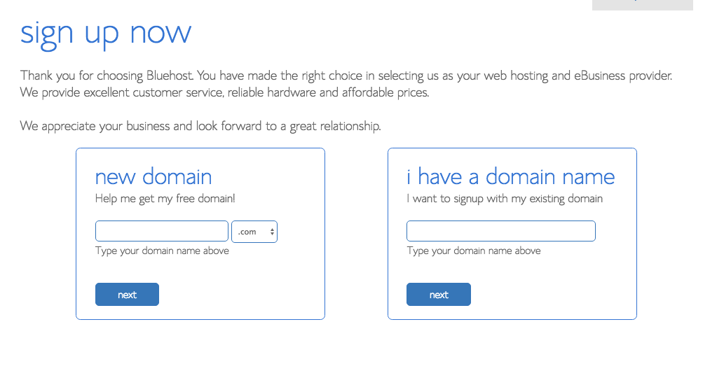 Bluehost domain name purchase